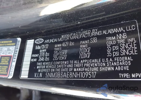 2022 Hyundai Tucson Sel z USA, uszkodzony, nr VIN 5NMJB3AE8NH109517